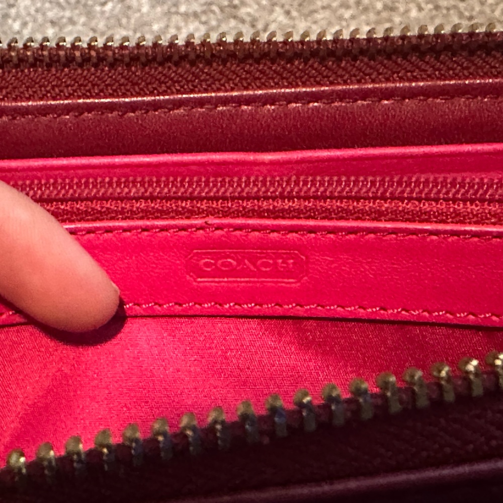Coach Raspberry Leather Zip Wallet - Picture 4 of 4